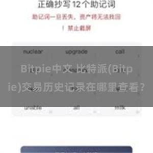 Bitpie中文 比特派(Bitpie)交易历史记录在哪里查看？